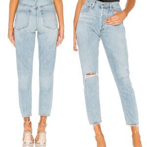 AGOLDE Light Wash Jamie Distressed Straight Leg Jeans Shakedown 27